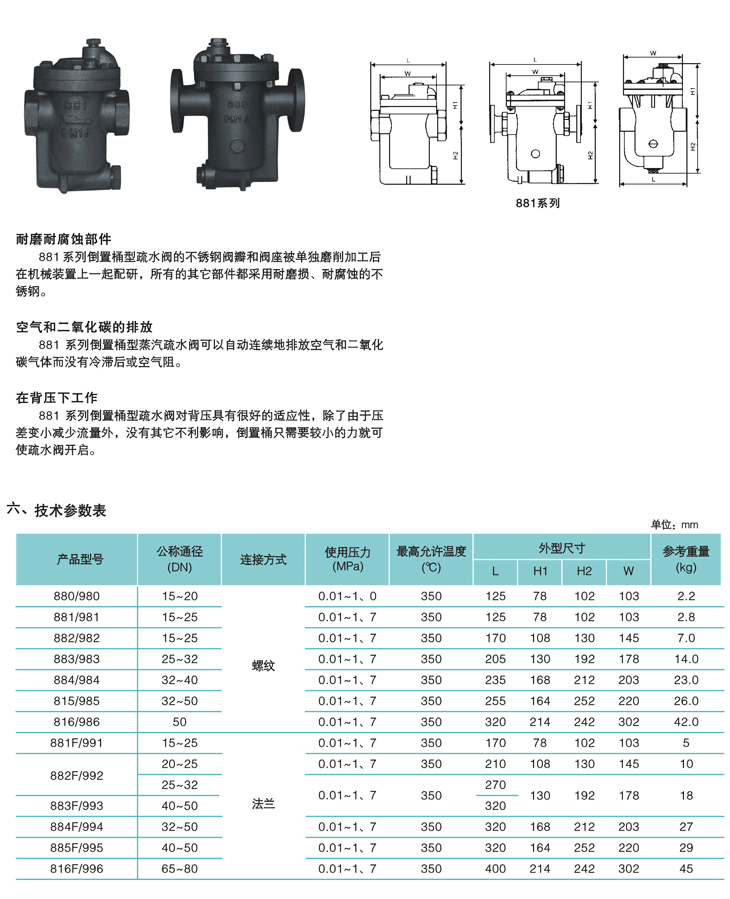 倒置桶式蒸汽疏水閥815-915-995 倒置桶式蒸汽疏水閥815-915-995